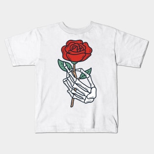 Sketelon Hand with Rose Kids T-Shirt